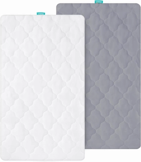 Bassinet Mattress Pad Cover, Fits 19” x 27” Graco My View 4 in 1 Bassinet, 2 Pack, Ultra Soft Waterproof Breathable, White and Grey
