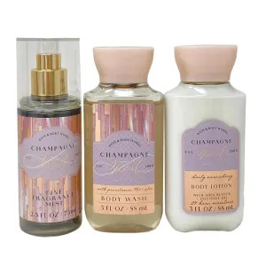 Bath and Body Work Champagne Toast Mini Trio Set - Fragrance Mist, Body Wash and Body Lotion - Travel Size