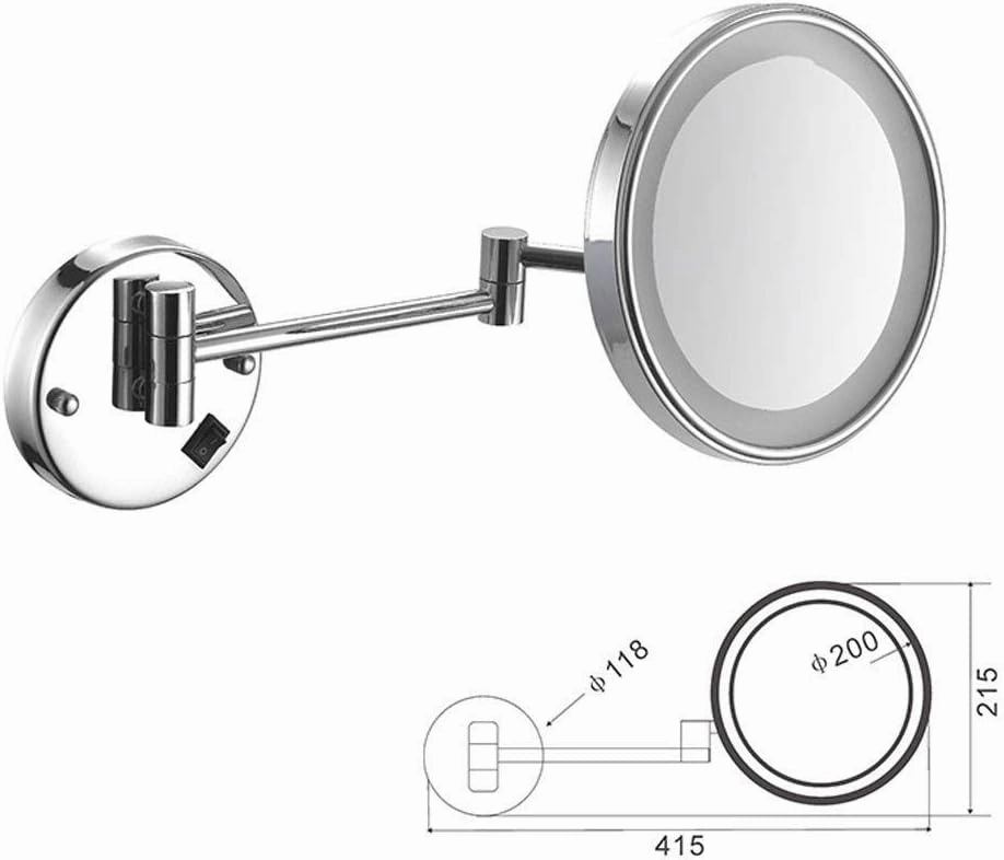 Bathroom Shaving Wall Mounted 8 Inch USB Charge Makeup 3X Magnification Single Side Round Vanity(#1)
