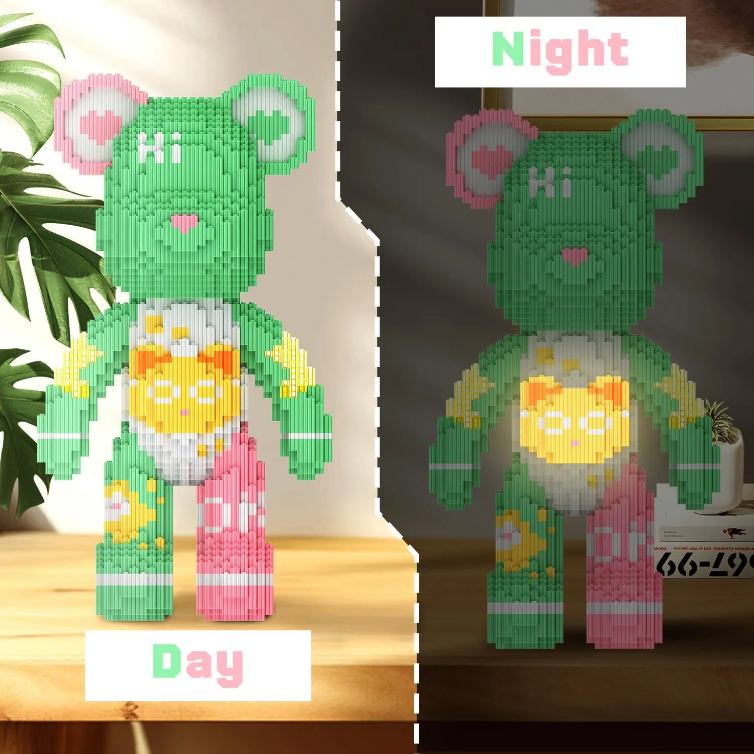 Bear Building Blocks (4500PCS) | 700% Bear Display Model | Micro 3D Animal Building Blocks | Fluorescence Design for Adults & Kids | Idea for Home & Office Decor |3D Instruction