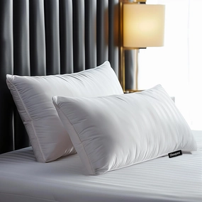 Beautyrest Hotel Collection Fluffy Luxury Goose Feathers Medium Firm Hypoallergenic Pillow, 500 Thread Count US Grown Cotton Cover (20x36”), King (Pack of 2), White 2