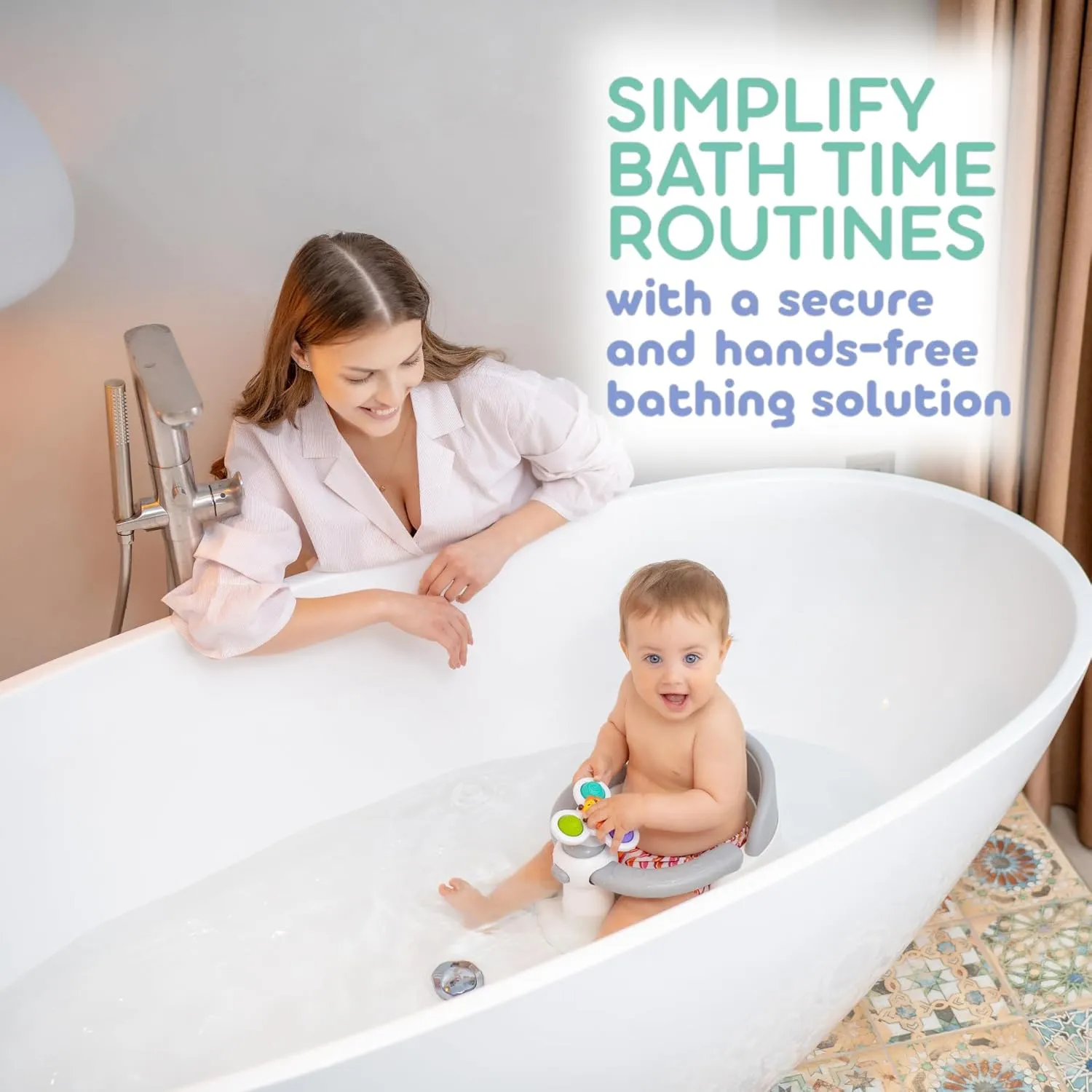 BEBELEH™ Baby Bath Seat for Babies 6 Months & Up - Safe Infant and Toddler Baby Bathtub Seat for Sitting Up - Baby Bath Tub Baby Tub Seat for Shower (Gray)