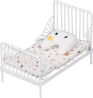 Bed, Doll Bed, 1:12 Scale Furniture Dollhouse Bed Set Doll House Doll Bed Dollhouse Mini Bed Metal Frame for Adults (Star Pattern)