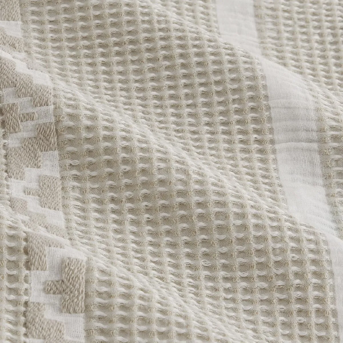 Bedsure Waffle Queen Comforter Set - Linen Soft Cotton Bedding Set for All Seasons, Stripe Fluffy Bed Set 3 Pieces with 1 Waffle Weave Comforter Queen Size and 2 Pillow Shams