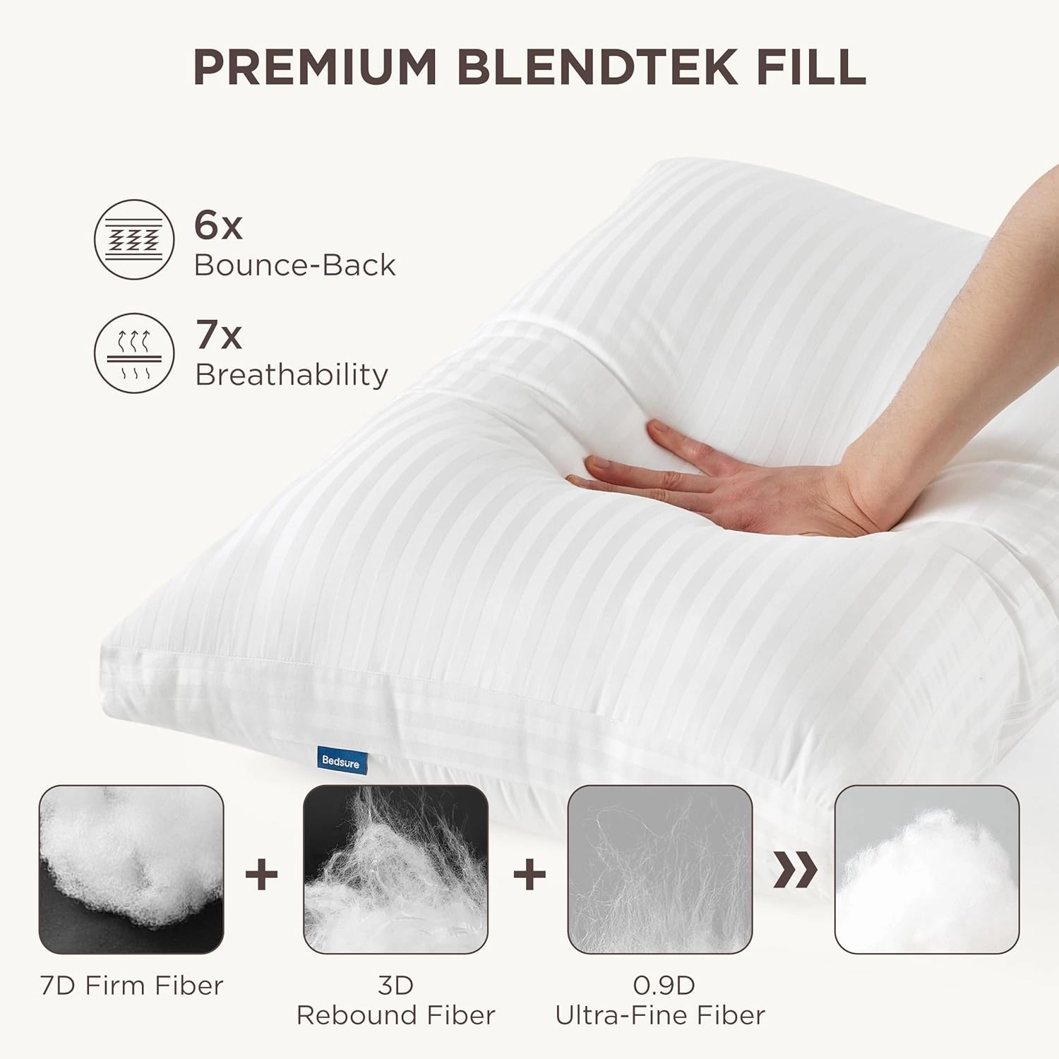 Bedsure Adjustable Layer Bed Pillows for Sleeping - Luxury, Fluffy Queen Pillows Set of 2, Assemblable Firmness & Height with 100% Cotton Cover, Machine Washable for Back, Stomach or Side Sleepers