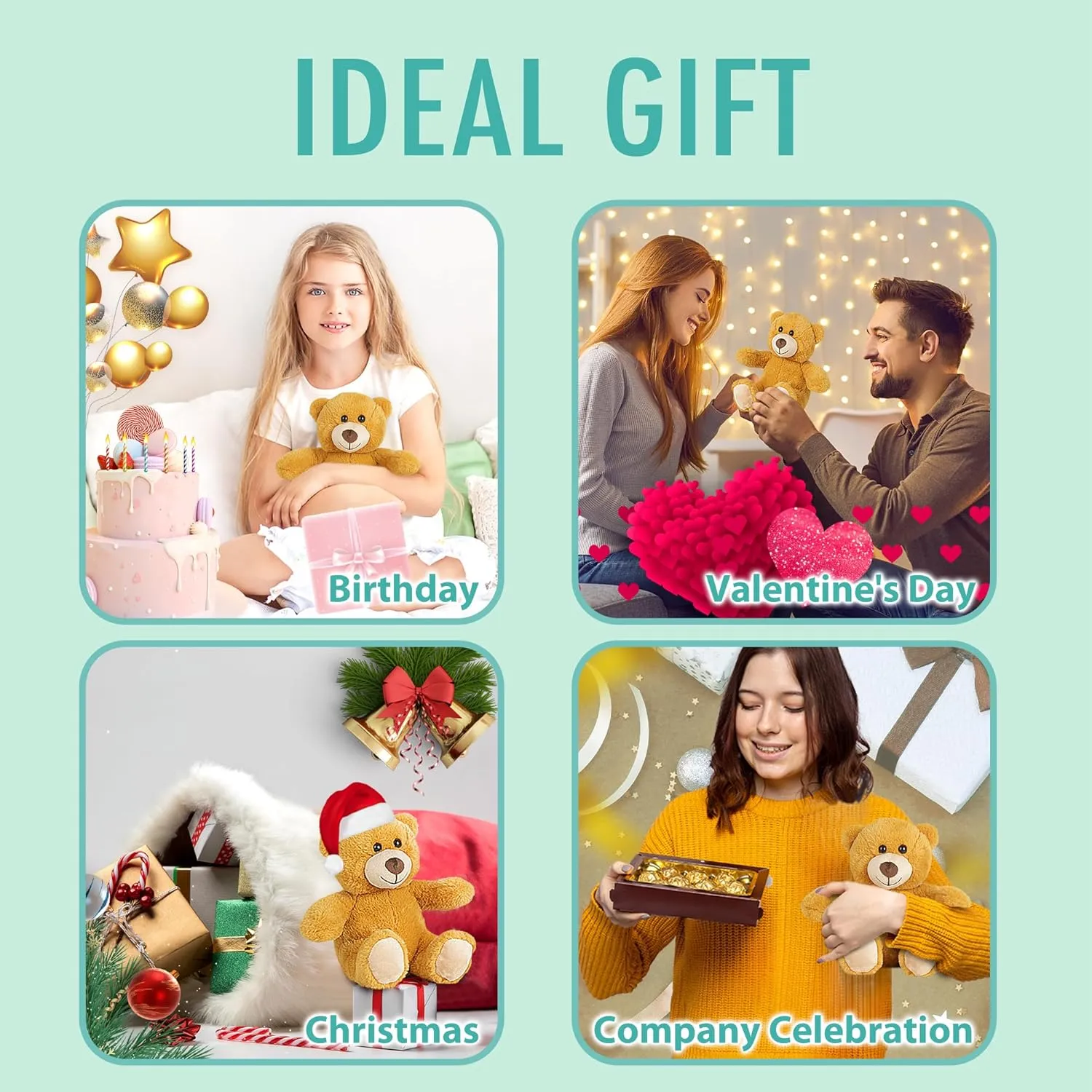 BenBen Teddy Bear Stuffed Animal, 5 Pack 8 inch Small Teddy Bear Bulk, Baby Bear Plush Toy for Baby Shower Decoration, Gifts for Girlfriend, Birthday (Dark Brown)