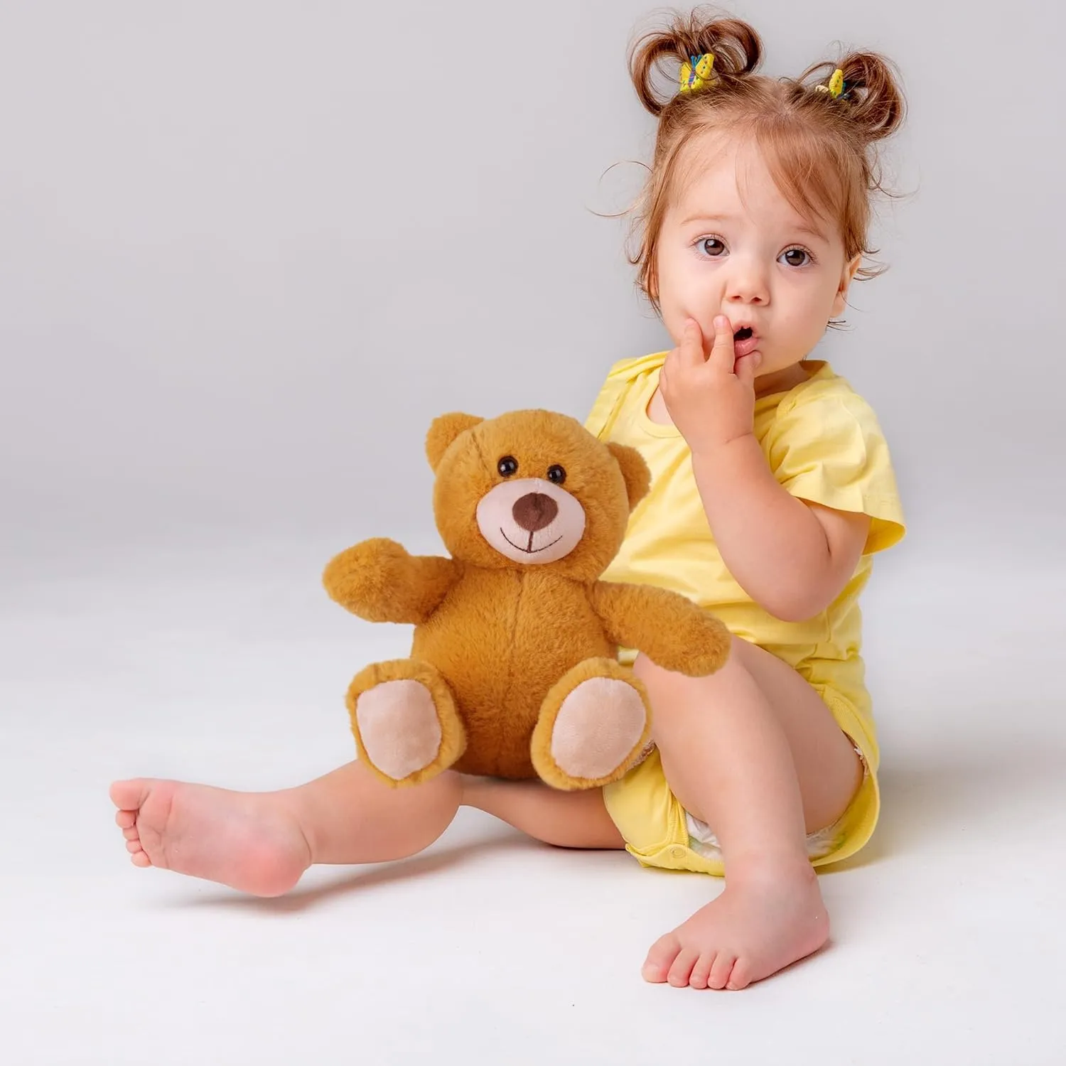 BenBen Teddy Bear Stuffed Animal, 5 Pack 8 inch Small Teddy Bear Bulk, Baby Bear Plush Toy for Baby Shower Decoration, Gifts for Girlfriend, Birthday (Dark Brown)