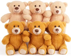 BenBen Teddy Bear Stuffed Animal, Set of 6 Teddy Bears Bulk, 8 inch Bear Plush Toy for Kids, Baby Shower Decoration for Boys Girls, Gifts for Girlfriend, Easter Decoration