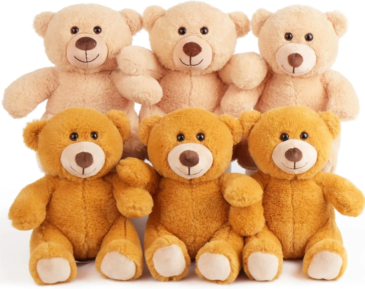BenBen Teddy Bear Stuffed Animal, Set of 6 Teddy Bears Bulk, 8 inch Bear Plush Toy for Kids, Baby Shower Decoration for Boys Girls, Gifts for Girlfriend, Easter Decoration