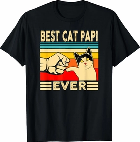 Best Cat Papi Ever Funny Cat Dad Cat Lover Crazy Cat Guy Men T-Shirt
