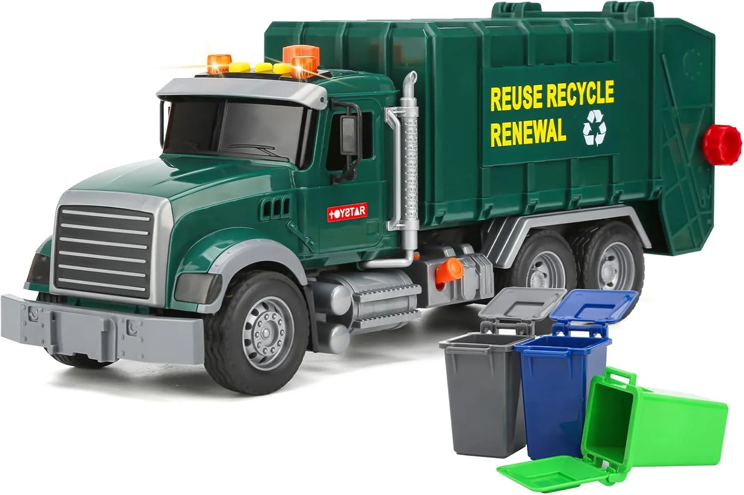 Big Garbage Truck Toys for Boys: Powered Push Car Inertial with Lights and Sounds Trash Truck Sorting Model Car, Truck Building Toy Set with 3 Garbage Cans Toys for Boys Age 4-7