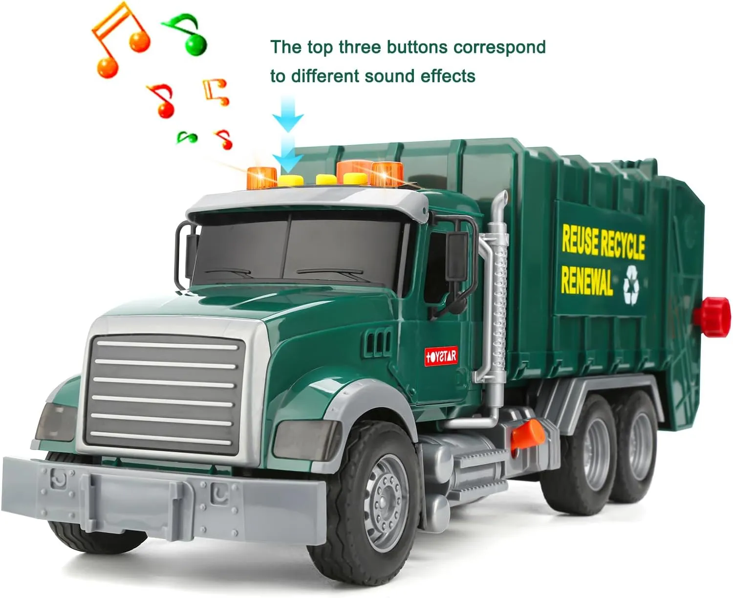 Big Garbage Truck Toys for Boys: Powered Push Car Inertial with Lights and Sounds Trash Truck Sorting Model Car, Truck Building Toy Set with 3 Garbage Cans Toys for Boys Age 4-7