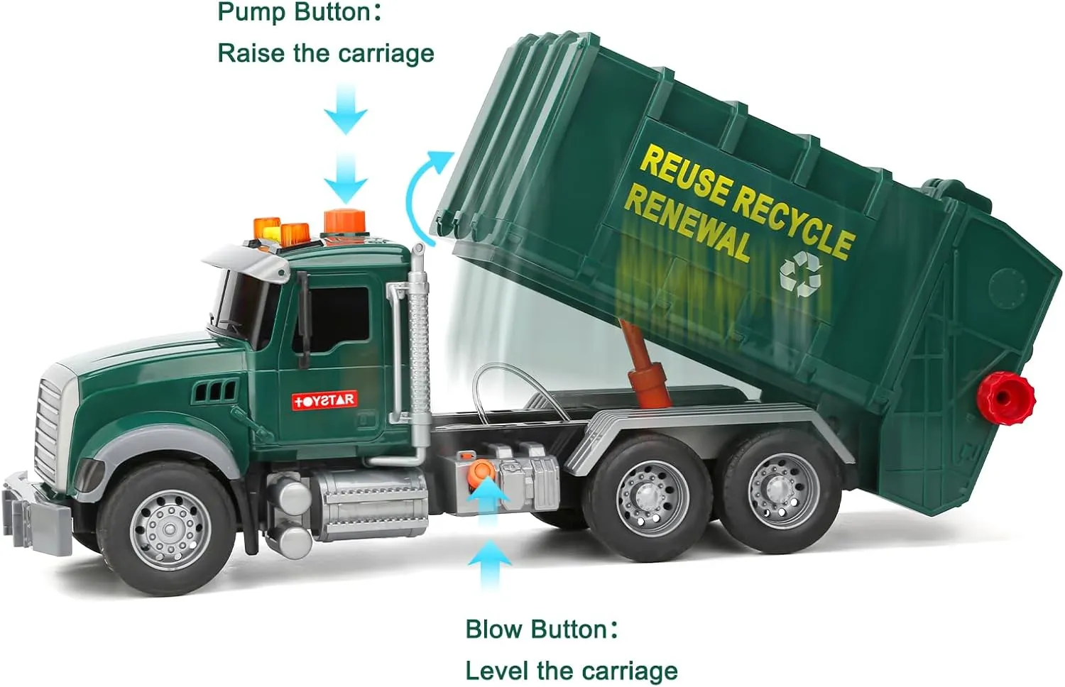 Big Garbage Truck Toys for Boys: Powered Push Car Inertial with Lights and Sounds Trash Truck Sorting Model Car, Truck Building Toy Set with 3 Garbage Cans Toys for Boys Age 4-7