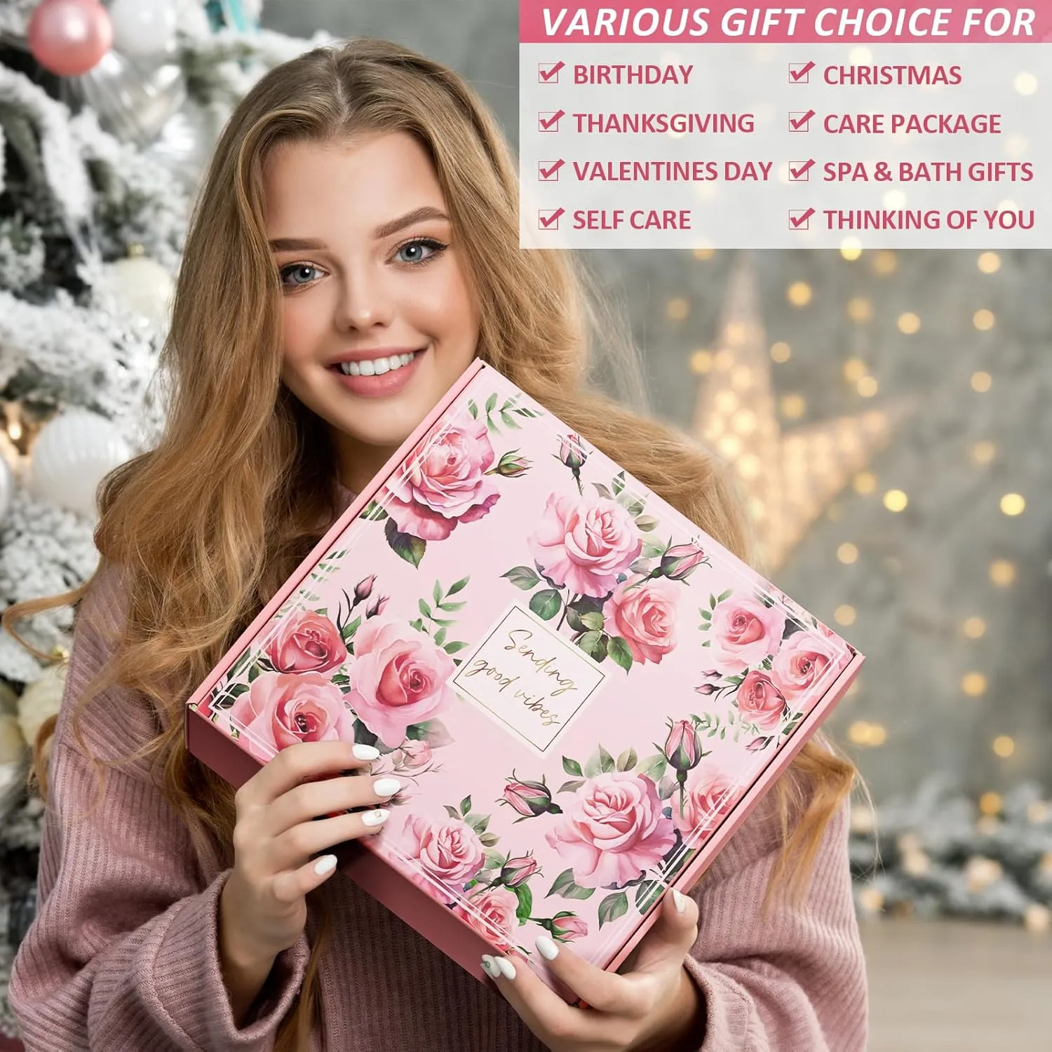 Birthday Gifts for Women, Relaxing Spa Gifts for Women Self Care Gifts Care Package Unique Mothers Day Gifts for Mom Women Friend Her Sister Wife Teacher w/Winter Beanie Hat Plaid Scarf Gloves Set