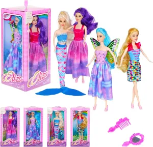 Birthday Wishes Doll, Party Series 4 in 1 Collectible Fashion Princess Doll Playset Wearing Dream Star Dress and Wavy Blonde Hair - Dress Up Toys & Mermaid Doll Toys for Girls Age 4-7 (Styles Vary)