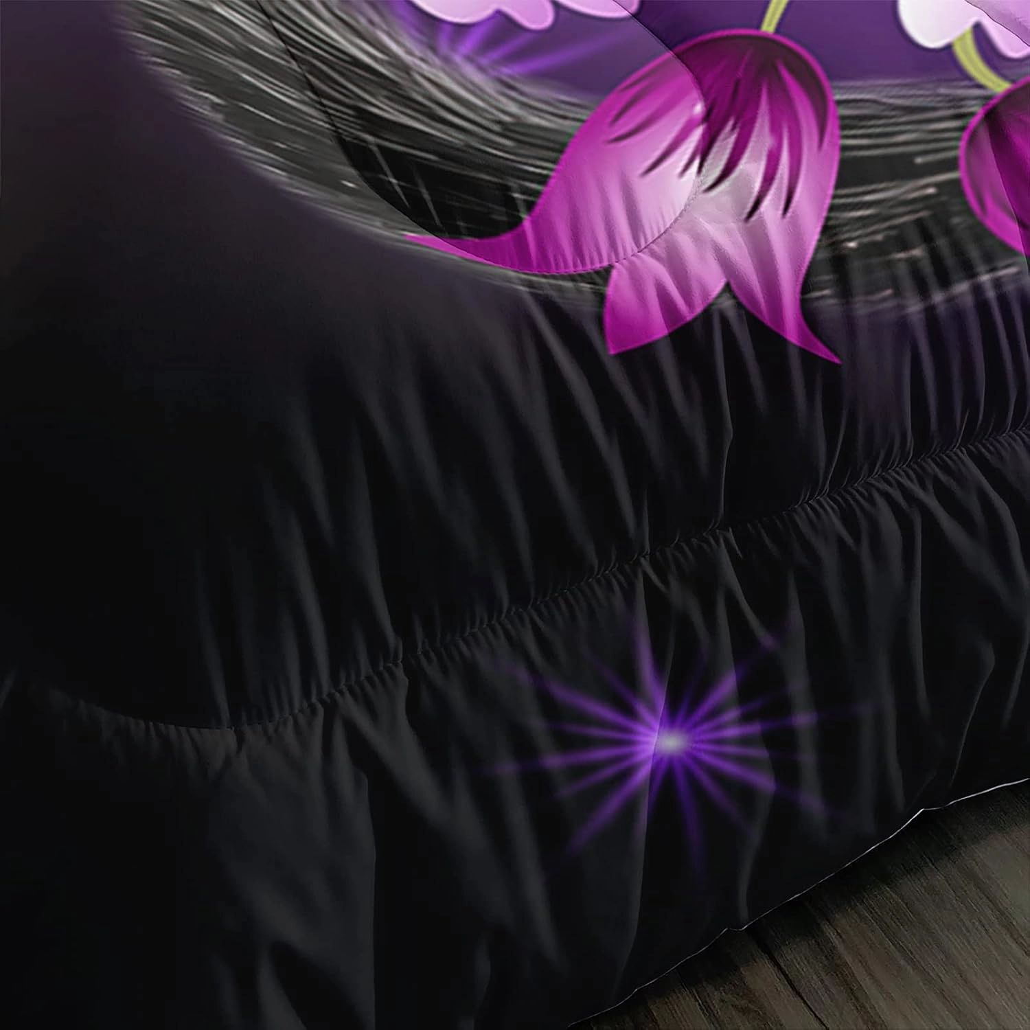 Black Cat Bedding Cartoon Cat Comforter Set Twin,Daisy Butterflies Printed Kids Bedding Set for Kids Boys Girls Adults Room Decor,Kids Comforter Set All Season,1 Quilt 2 Pillow Cases