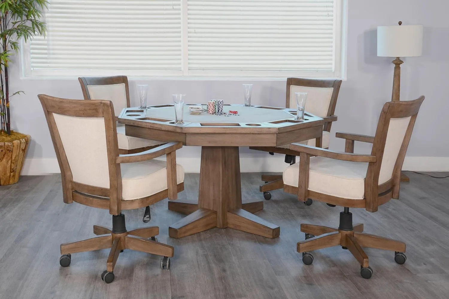 Blaze Poker Game & Dining Table Set w/ 4-6 Game Chairs (Alpine Grey Finish 6 Game Chairs)