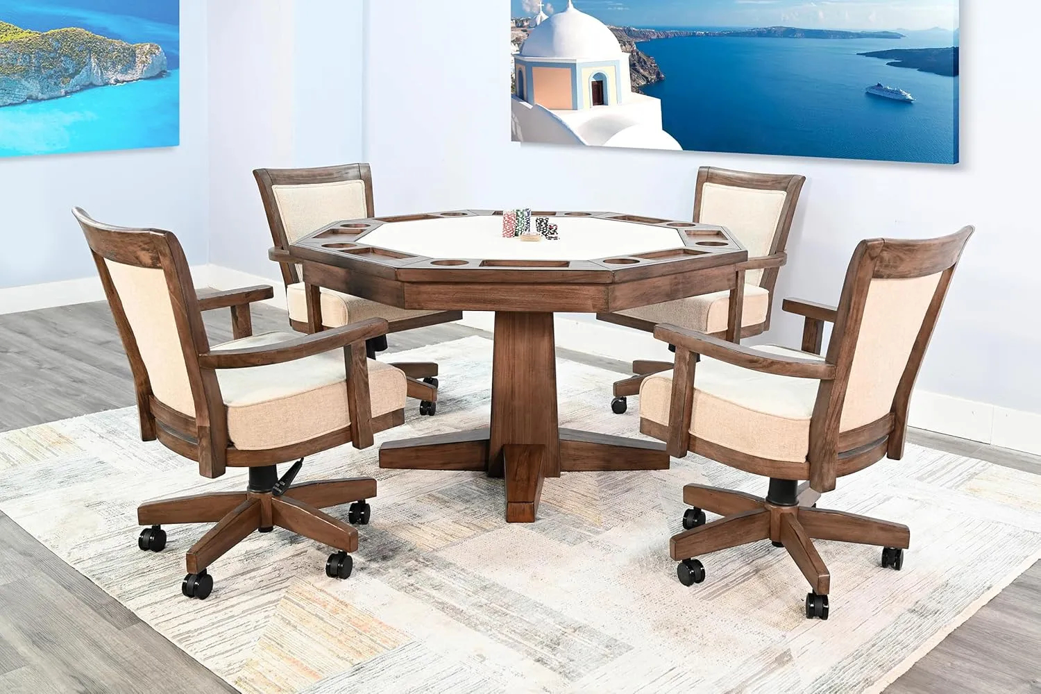 Blaze Poker Game & Dining Table Set w/ 4-6 Game Chairs (Alpine Grey Finish 6 Game Chairs)