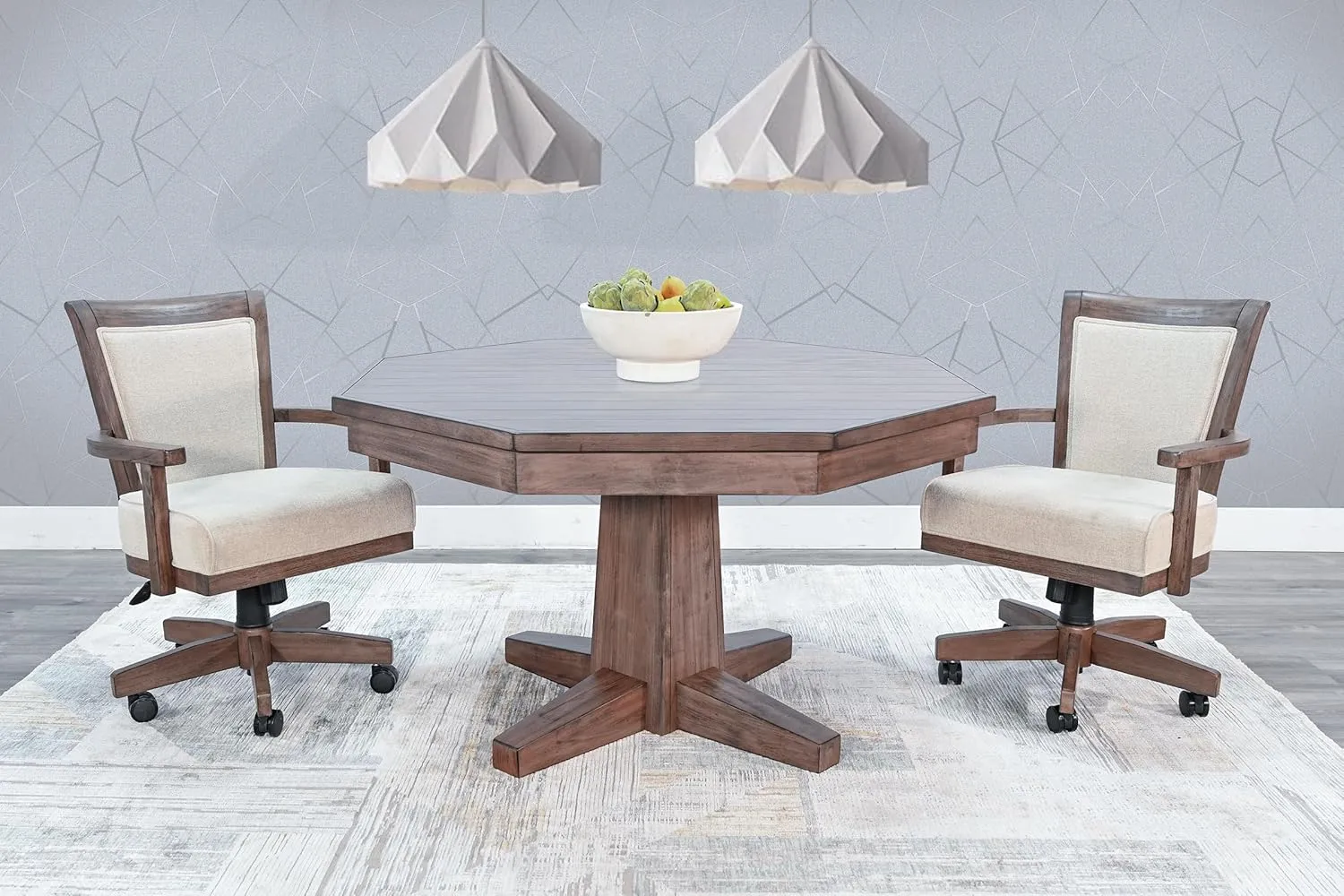 Blaze Poker Game & Dining Table Set w/ 4-6 Game Chairs (Alpine Grey Finish 6 Game Chairs)