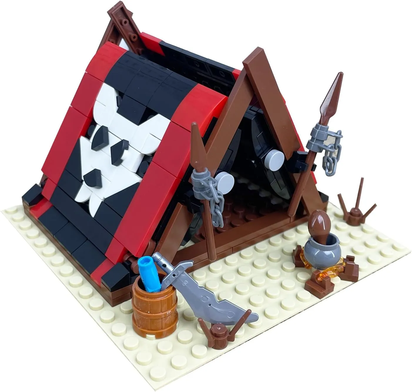 Blocks Toy Set Viking Tent Red Tent Gift for Teenagers (201/PCS)