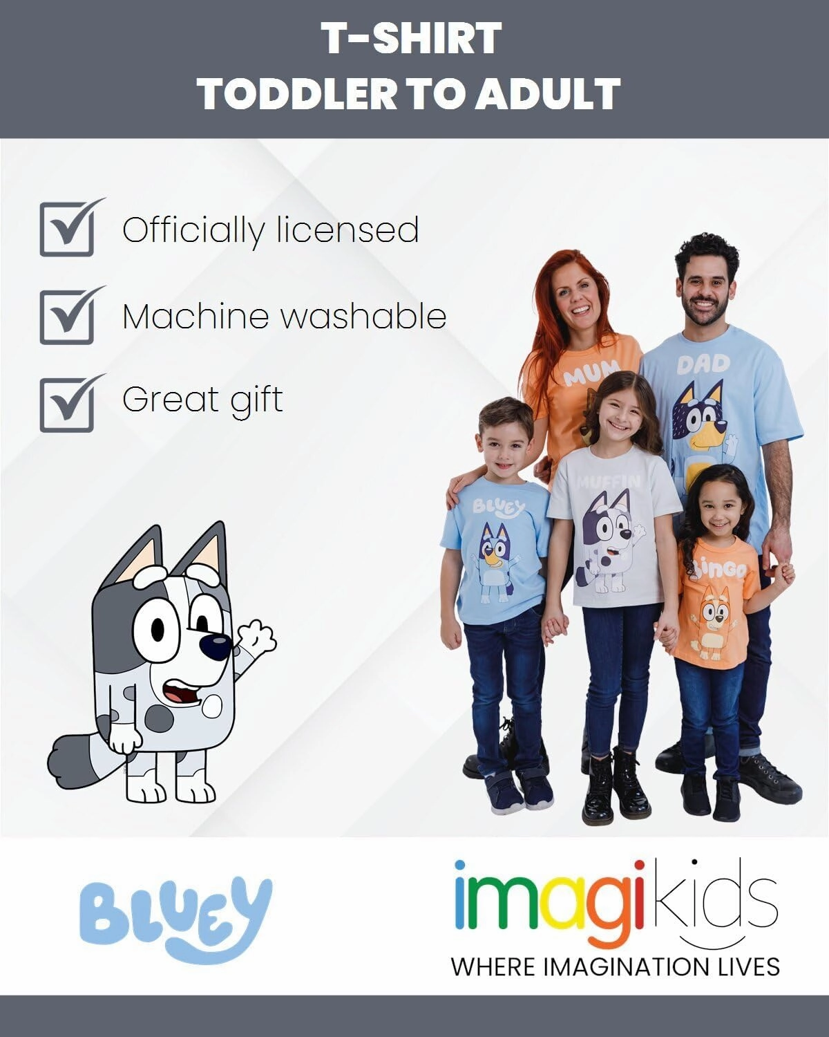 Bluey Matching Family T-Shirt Toddler to Adult Sizes (2T - 3XL)