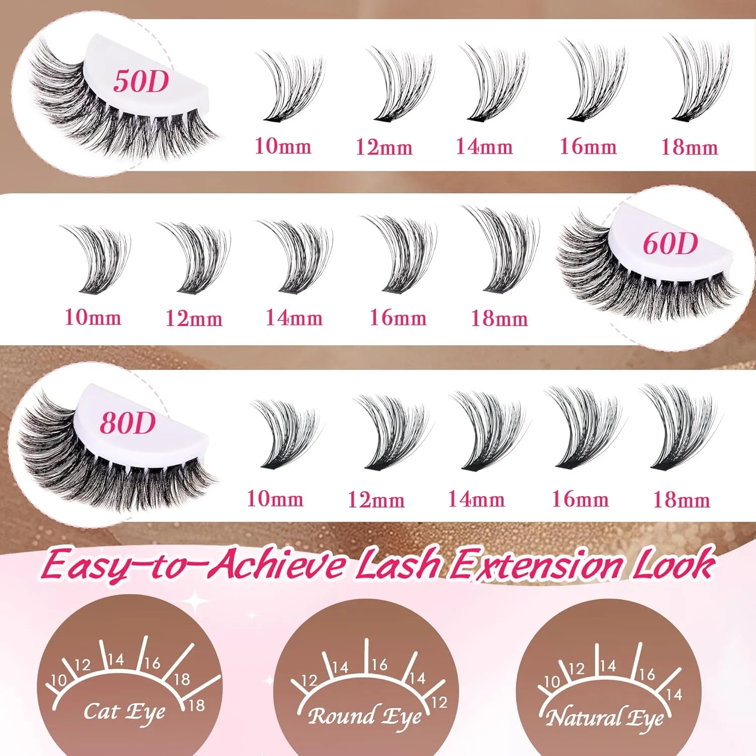 Bombshell Lash Clusters - Eyelash Clusters 20D 30D 40D 50D 60D 80D Wispy Individual Lashes D Curl Lash Extension 10-18MM Natural Lash Clusters DIY Cluster Eyelash Extensions for Beginners