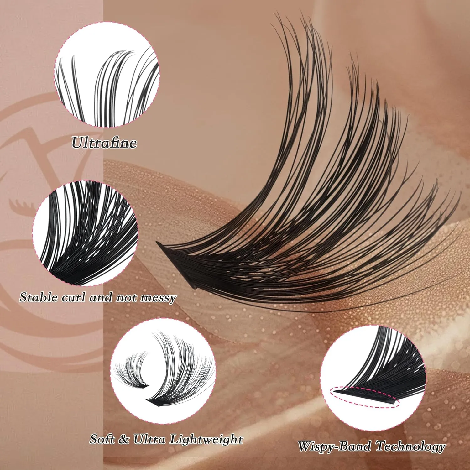 Bombshell Lash Clusters - Eyelash Clusters 20D 30D 40D 50D 60D 80D Wispy Individual Lashes D Curl Lash Extension 10-18MM Natural Lash Clusters DIY Cluster Eyelash Extensions for Beginners