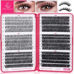 Bombshell Lash Clusters - Eyelash Clusters 20D 30D 40D 50D 60D 80D Wispy Individual Lashes D Curl Lash Extension 10-18MM Natural Lash Clusters DIY Cluster Eyelash Extensions for Beginners