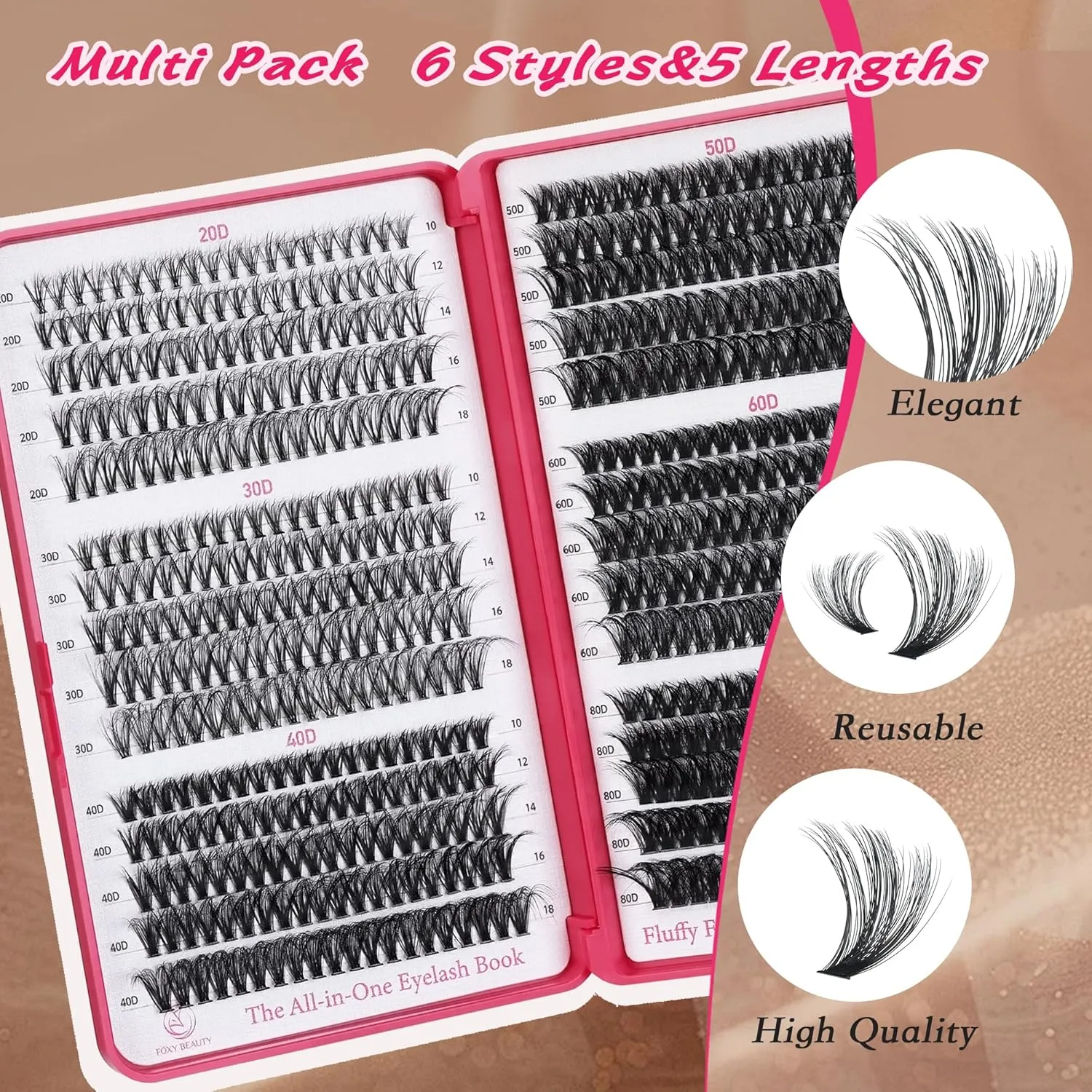 Bombshell Lash Clusters - Eyelash Clusters 20D 30D 40D 50D 60D 80D Wispy Individual Lashes D Curl Lash Extension 10-18MM Natural Lash Clusters DIY Cluster Eyelash Extensions for Beginners