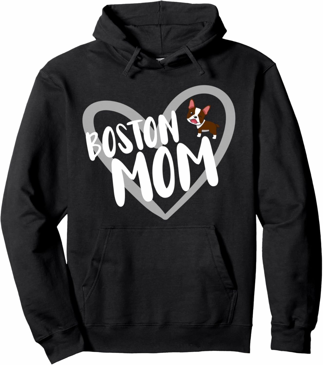 Boston Mom Heart Funny Red Boston Terrier Pet Dog Mom Pullover Hoodie