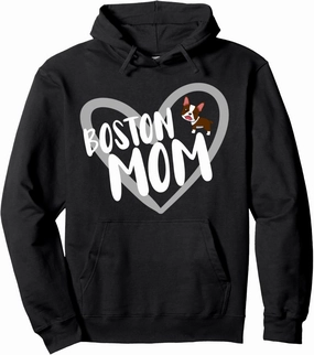 Boston Mom Heart Funny Red Boston Terrier Pet Dog Mom Pullover Hoodie
