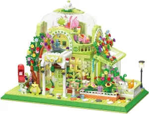 Botanical Garden Micro Building Blocks Sunshine Flower House Mini Building Set Greenhouse Model Construction Set with Light 1490PCS
