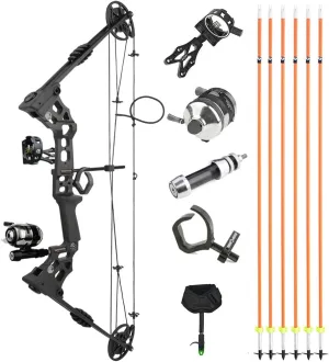 Bowfishing Compound Bow Kit with Reel and Arrows - Complete Right/Left Handed Bow Fishing Kit - 20-70 LBS Draw Weight for Hunting and Fishing