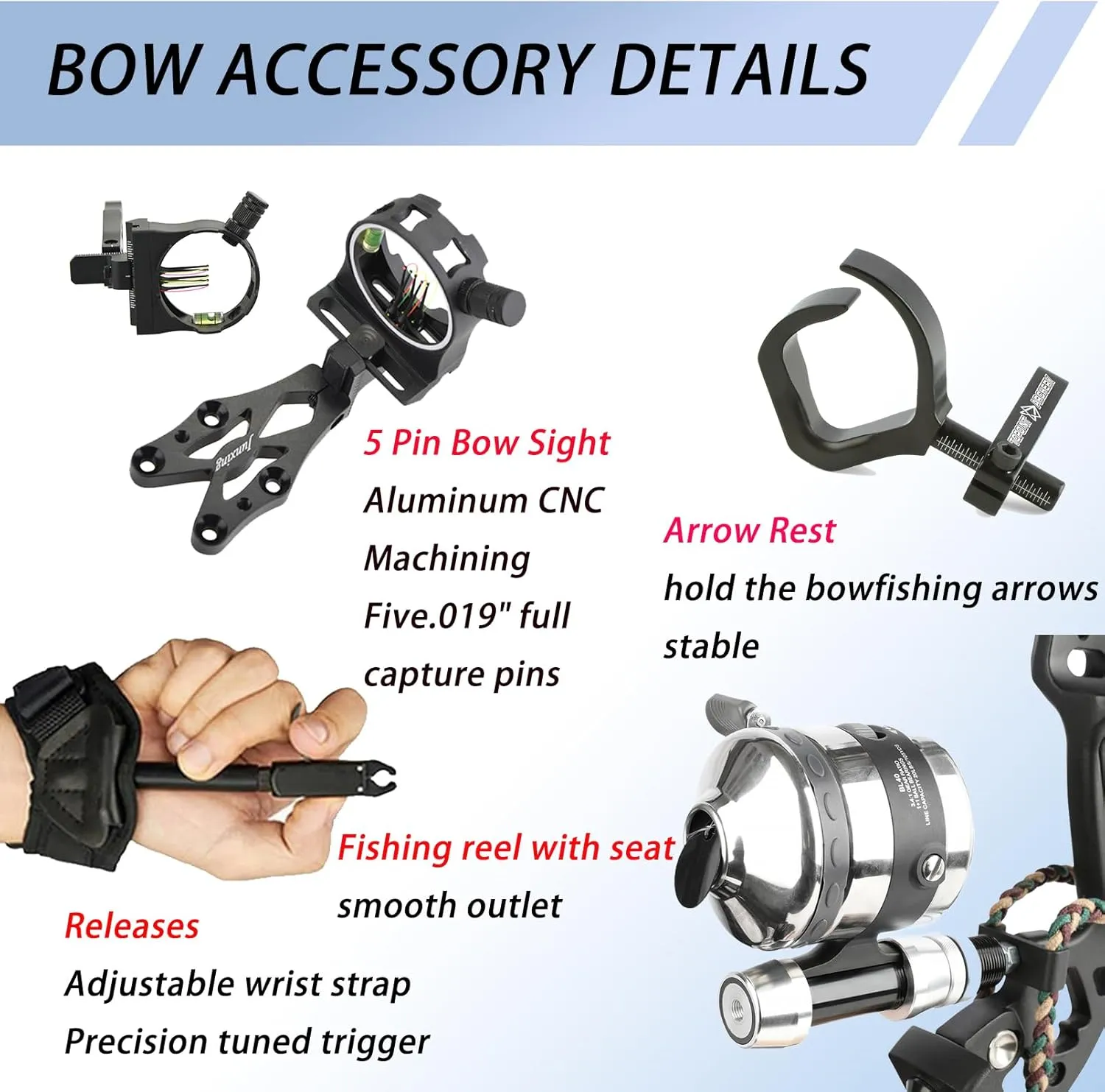Bowfishing Compound Bow Kit with Reel and Arrows - Complete Right/Left Handed Bow Fishing Kit - 20-70 LBS Draw Weight for Hunting and Fishing