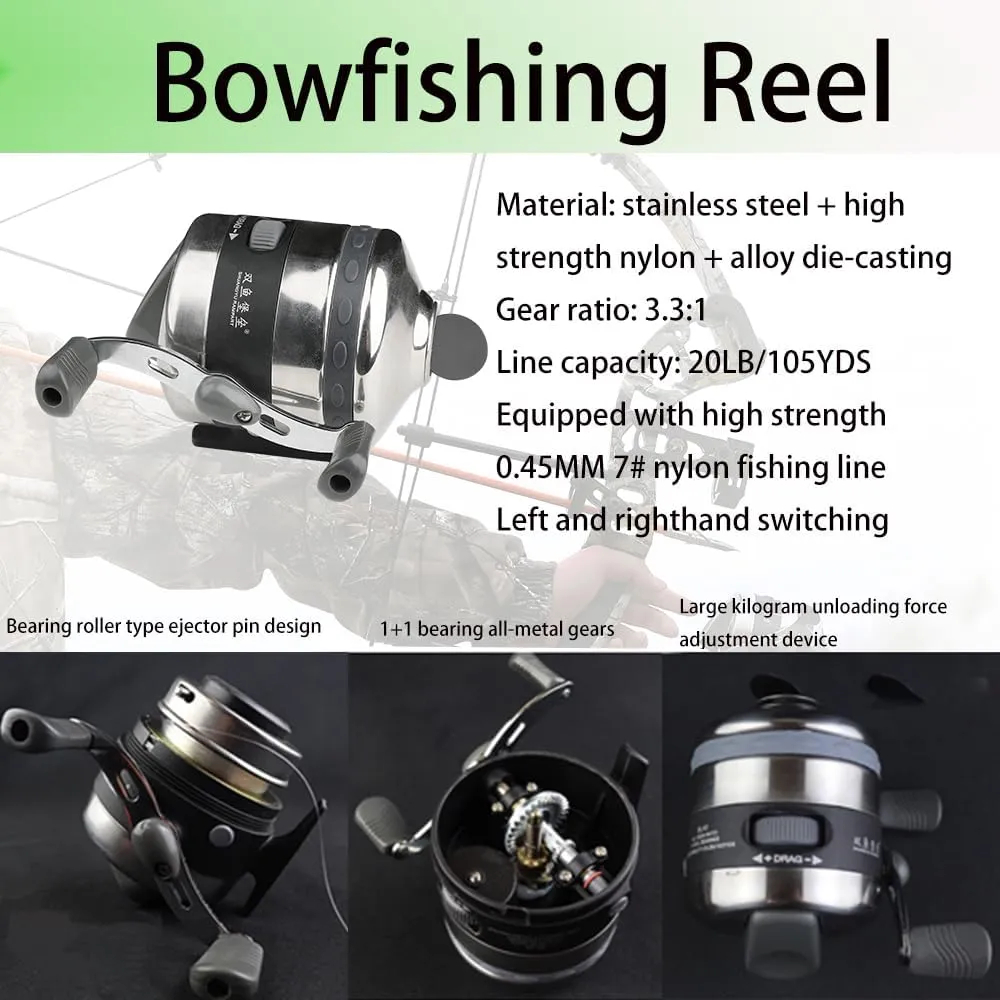 Bowfishing Compound Bow Kit with Reel and Arrows - Complete Right/Left Handed Bow Fishing Kit - 20-70 LBS Draw Weight for Hunting and Fishing