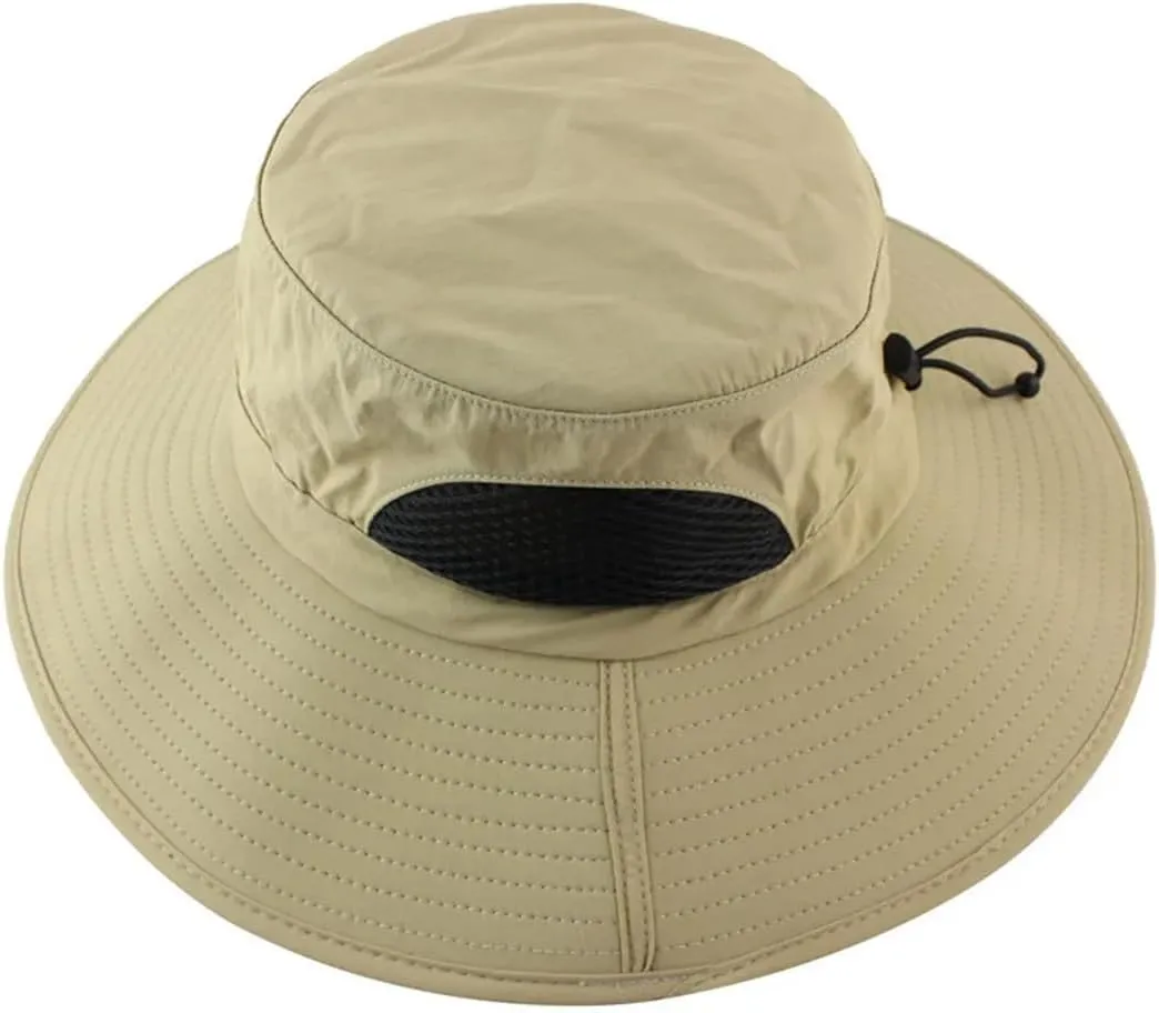 Breathable Summer Wide Brim Mesh Bucket Hat Packable Men Women Sun Hat Fishing Boonie Hat Adjustable Sun Cap