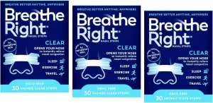 Breathe Right Nasal Strips Clear Small/Medium 30 Each (Pack of 3)