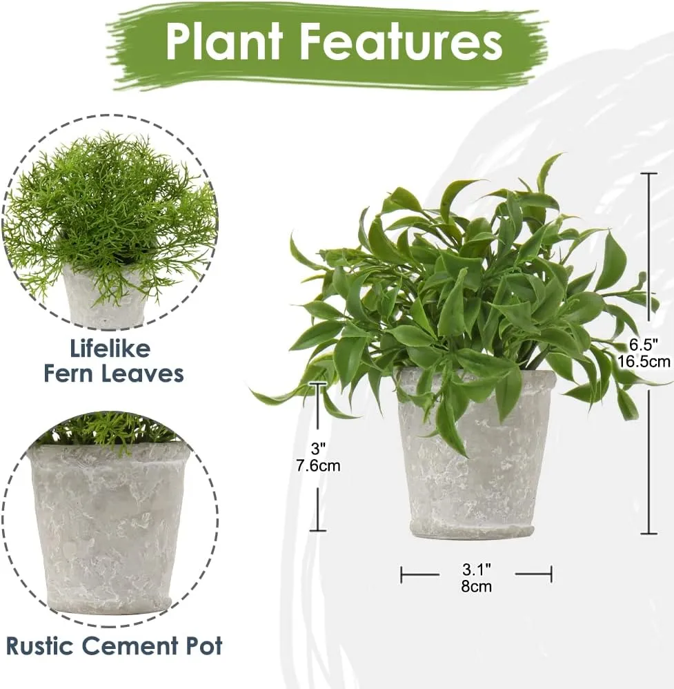 Briful Small Fake Plant Decor Artificial Potted Plants Set of 3 Faux Eucalyptus Rosemary Plants in Pots for Home Table Office Desk Bathroom Shelf Living Room Farmhouse Decoration