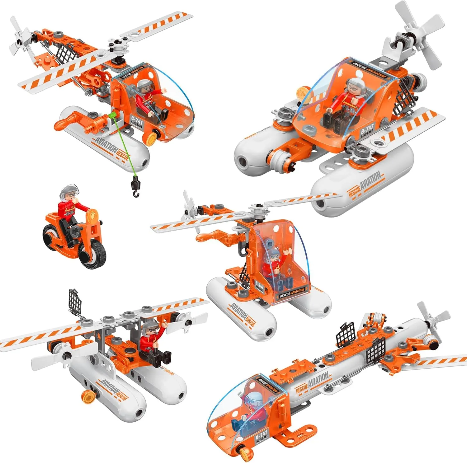 Building Toys for 4 5 6 7 8  Year Old Boy & Girl, 78 PCS Helicopter STEM Toy for Kids, 5 in 1 Learning Toys Educational Construction Blocks Building Set Birthday Gift for Kid