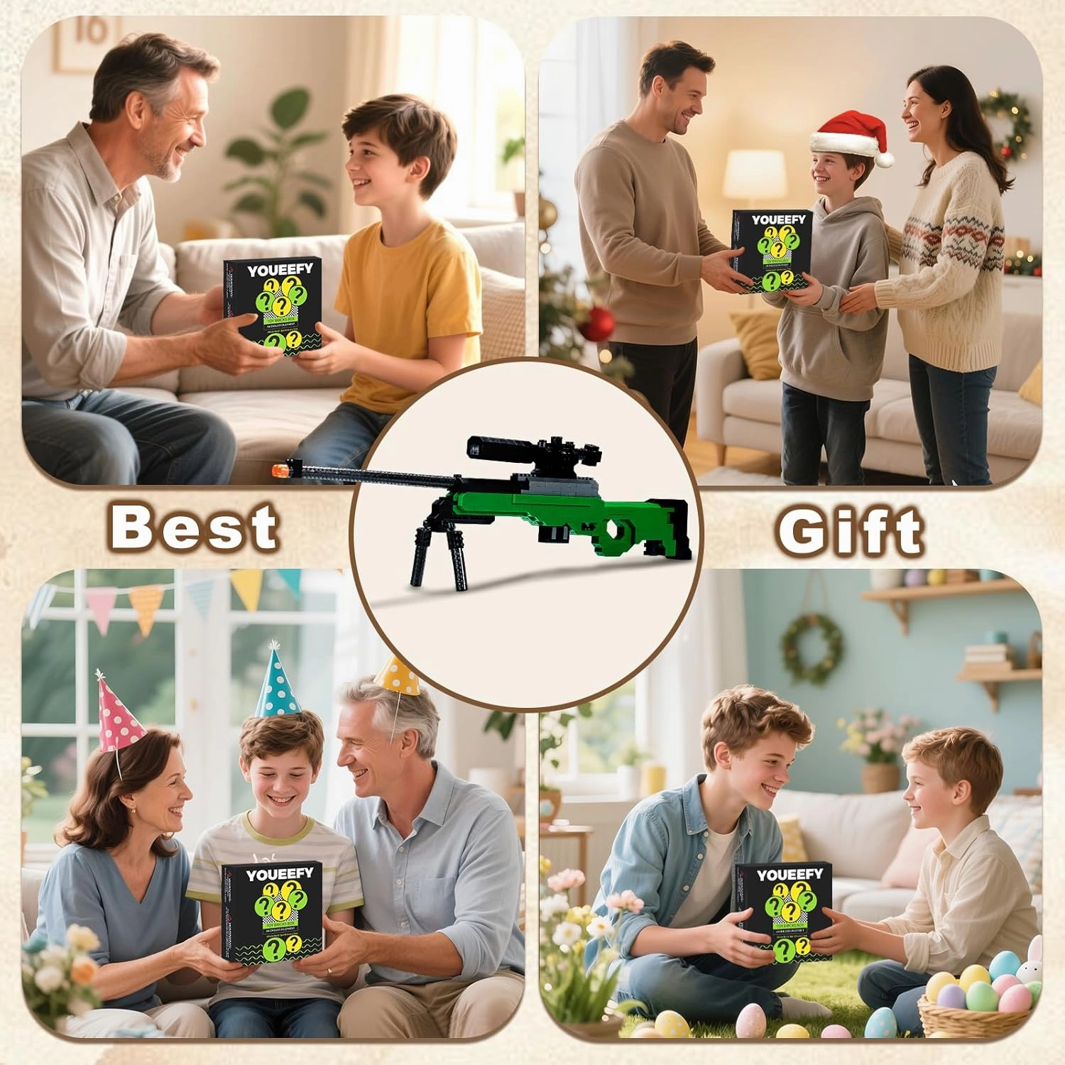Building Blocks Gun Set 608 PCS Micro Bricks,1:3 AWM Model Gun, DIY Assembling Guns Building Toys for Age 14 ,Splicing Brick Gun Model Kit