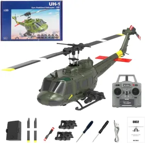 C032 RC Helicopter for Adults 1/48 Scale 2.4G 6CH Remote Control Helicopter Outdoor RC Aircraft Flying Model RTF Version Creative Gifts(Army Green,RTF Version Battery*1)