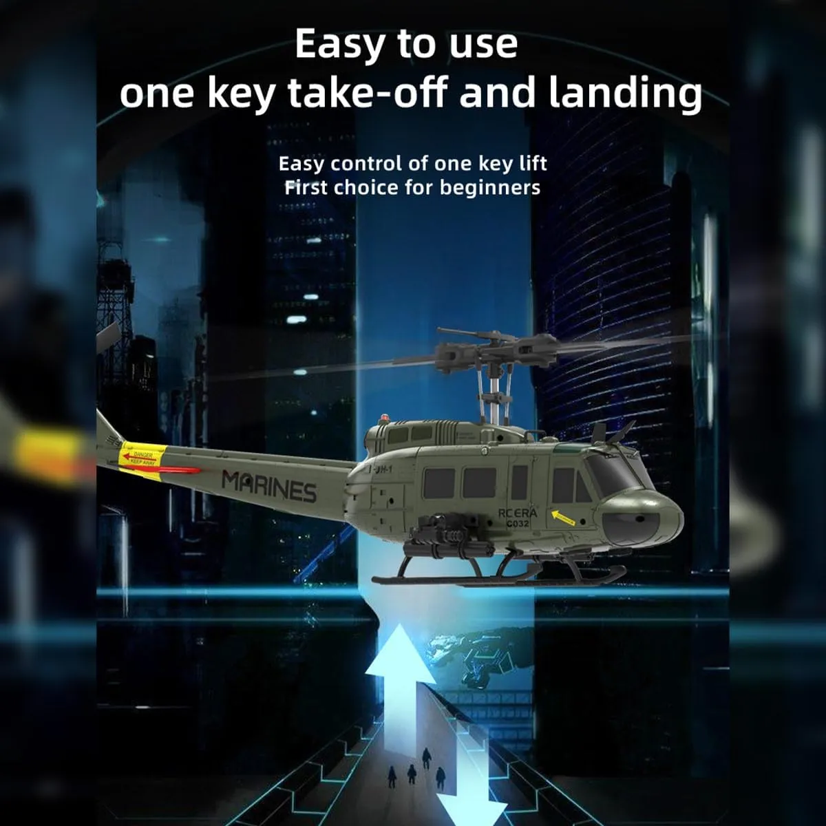 C032 RC Helicopter for Adults 1/48 Scale 2.4G 6CH Remote Control Helicopter Outdoor RC Aircraft Flying Model RTF Version Creative Gifts(Army Green,RTF Version Battery*2)