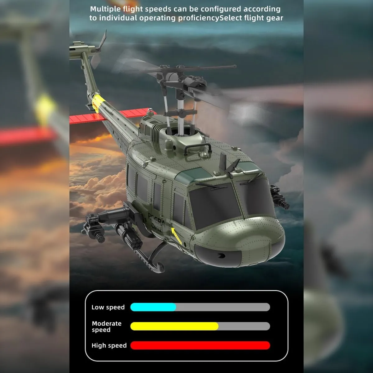 C032 RC Helicopter for Adults 1/48 Scale 2.4G 6CH Remote Control Helicopter Outdoor RC Aircraft Flying Model RTF Version Creative Gifts(Army Green,RTF Version Battery*2)