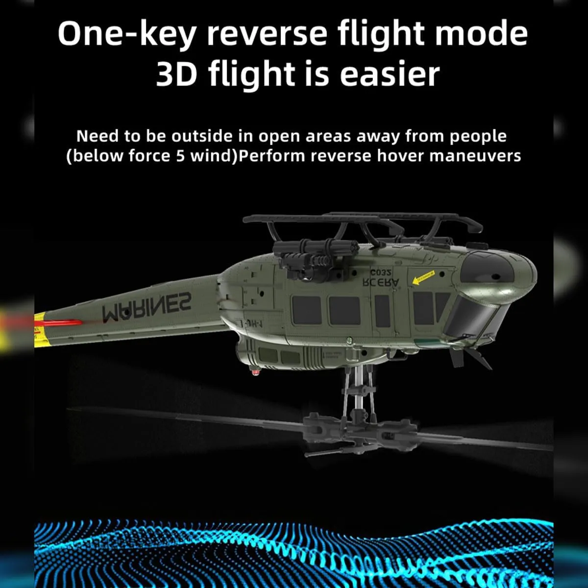 C032 RC Helicopter for Adults 1/48 Scale 2.4G 6CH Remote Control Helicopter Outdoor RC Aircraft Flying Model RTF Version Creative Gifts(Army Green,RTF Version Battery*2)