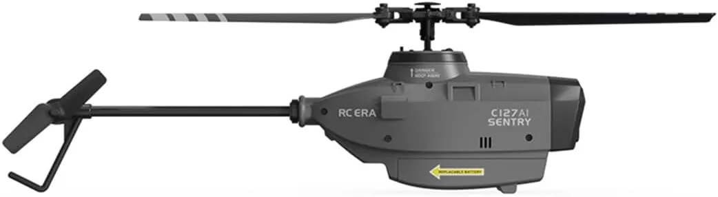C127AI RC Helicopter with 1080P Camera, 2.4G 4CH Single-Rotor Brushless Scout Drone Model, 6-Axis Gyro Aircraft Model with Optical Flow Positioning (RTF Version/3 Battery)