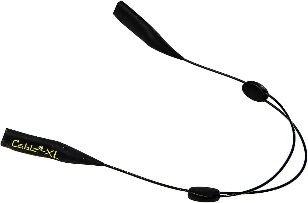 Cablz Zipz XL Adjustable Eyewear Retainer | Adjustable, Lightweight, Low Profile, Off-The-Neck Eyewear Retainer Strap | Black