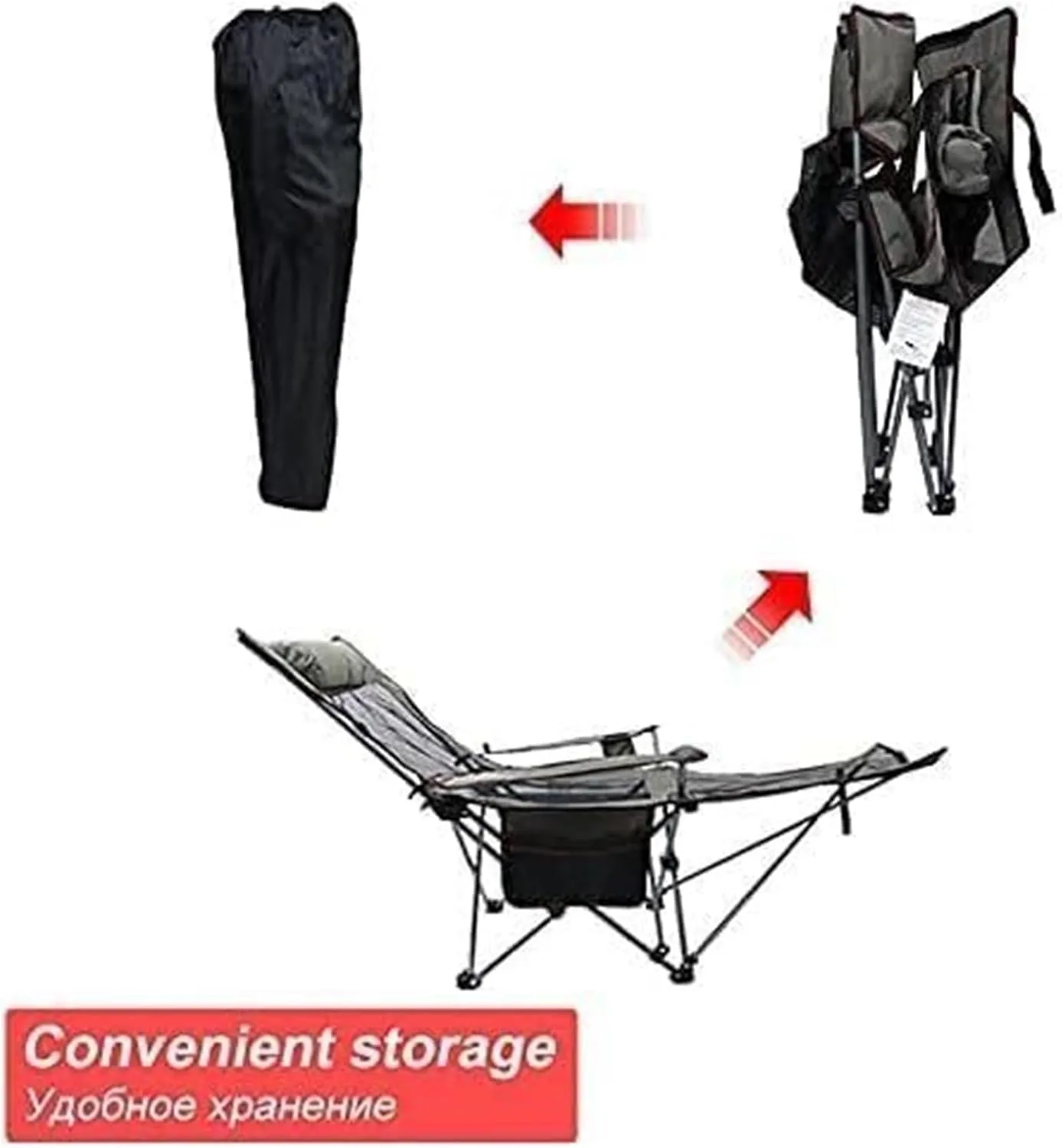 Camping Chair,Folding Camping Chair, Adjustable Backrest Ottoman Camping Recliner Picnic Beach Chair with Footrest Fishing Chair