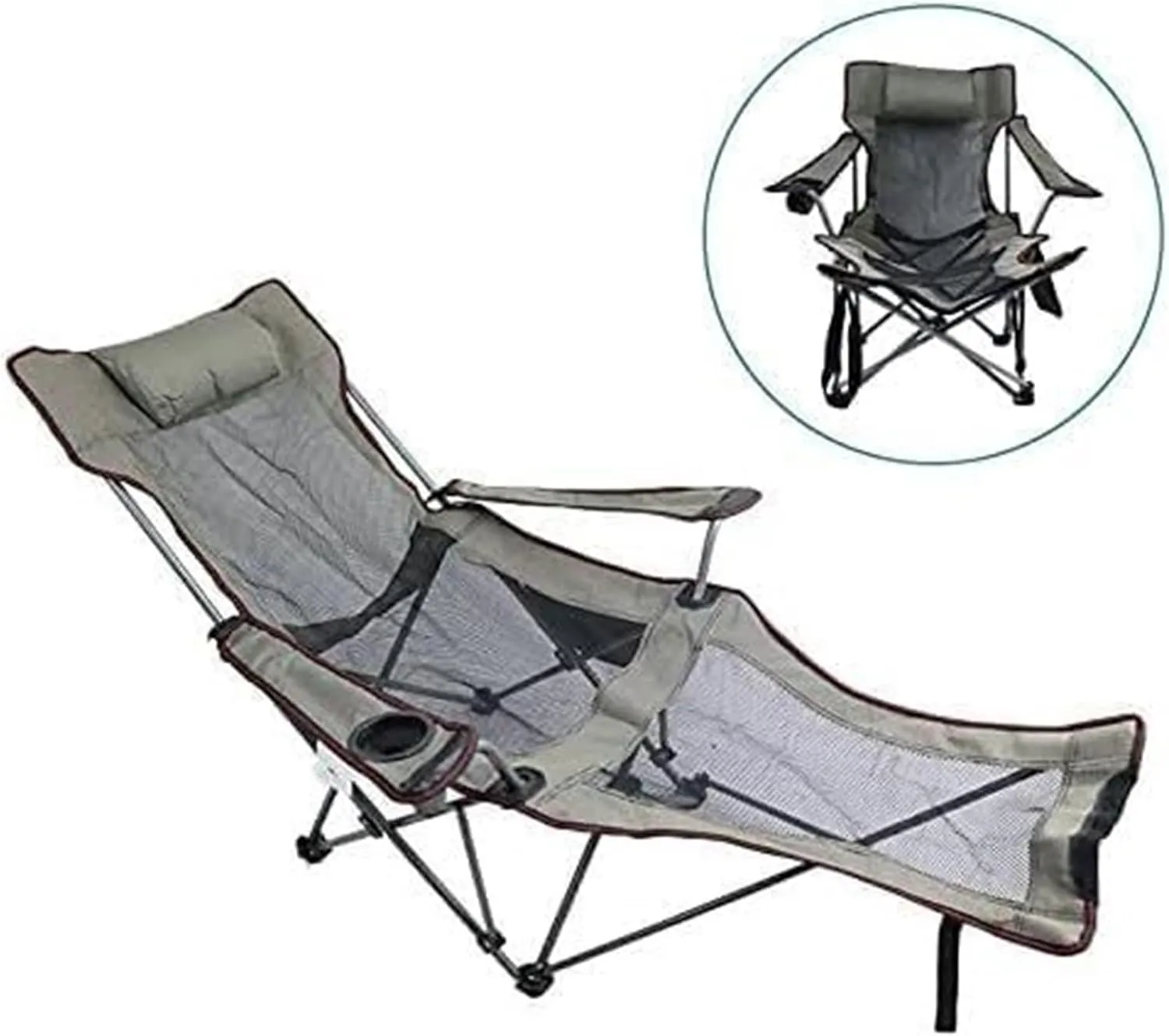 Camping Chair,Folding Camping Chair, Adjustable Backrest Ottoman Camping Recliner Picnic Beach Chair with Footrest Fishing Chair