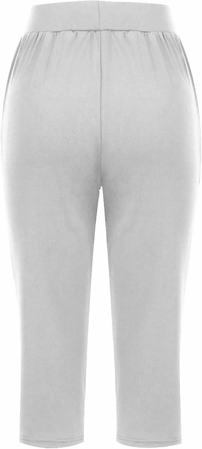 Capri Pants for Women Cotton Elastic High Waisted Stretch Lightweight Tummy Control Leggings Yoga Workout Gym Outfits