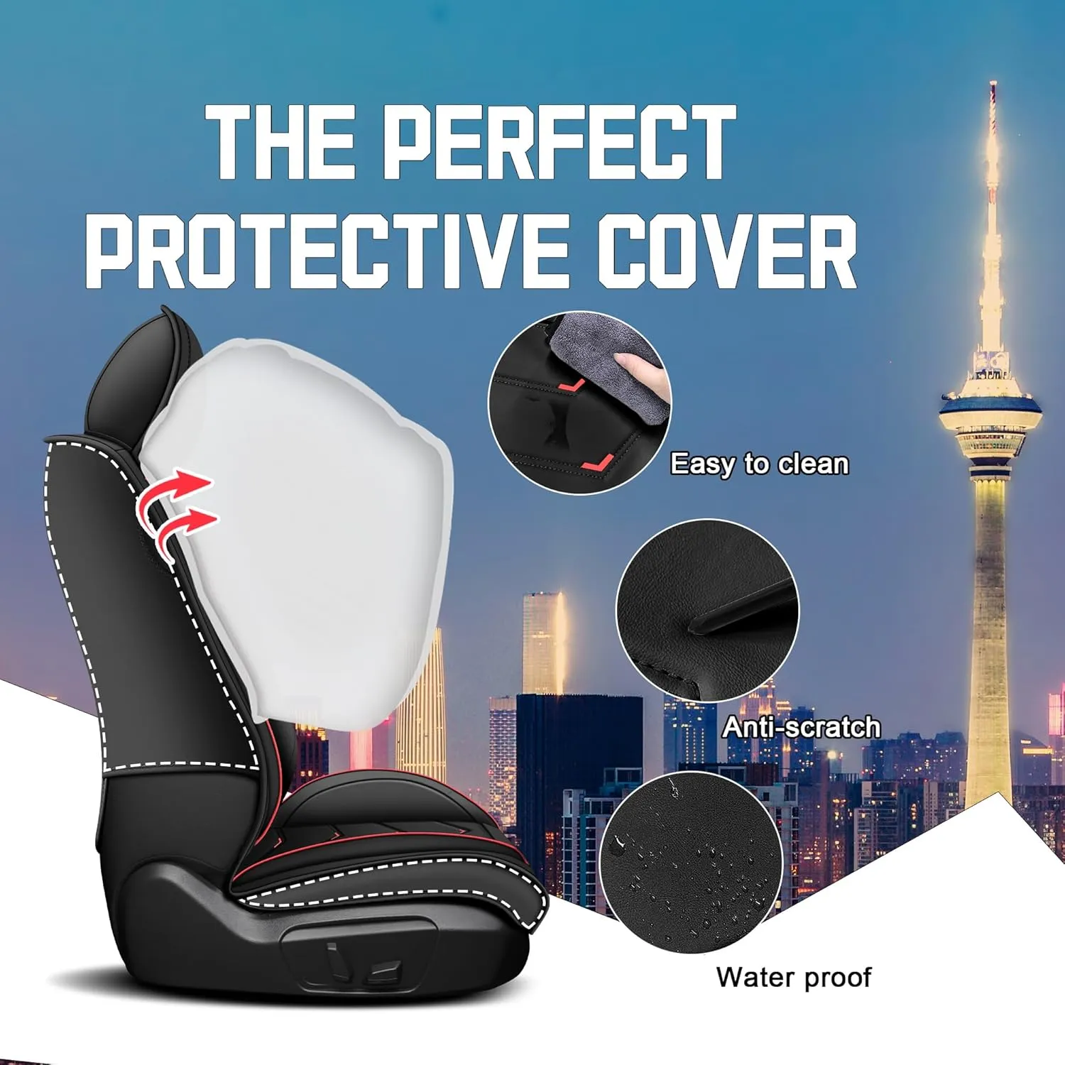 Car Seat Covers for Dodge Durango 2000-2025, Stylish Sport Seat Cover, Premium Nappa Leather Car Seat Cover. Automobile Seat Covers Sets.(Standard 2 Seats/Black)